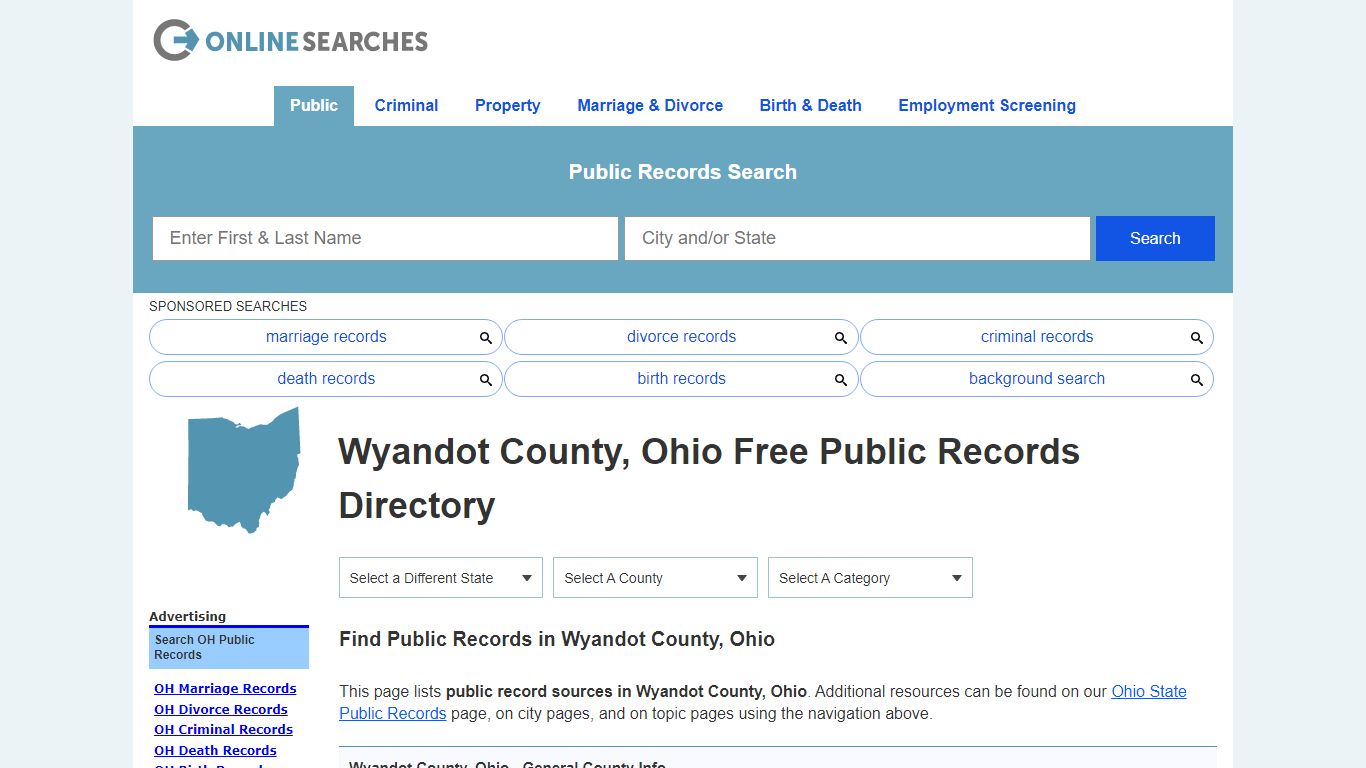 Wyandot County, Ohio Public Records Directory - OnlineSearches.com